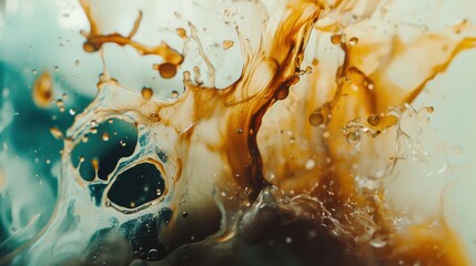Poster - Abstract Splash of Orange and Blue Liquid Art