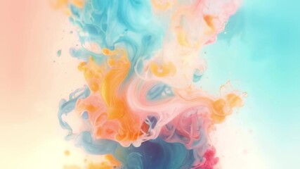 Aufkleber - Animation of organic shapes as flowing streams of multicolored liquid. Bright orange, pink and blue hues create a vibrant and dynamic scene reminiscent of smoke or ink drops