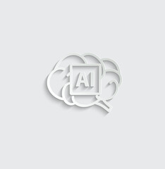 Fototapete - ai bain icon vector Artificial intelligence icon logo