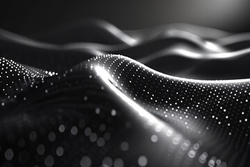 Poster - The undulating waves of contrasting light and shadow form an abstract landscape, evoking a sense of depth and fluidity. The delicate interplay of highlights and dark tones captivates the viewer
