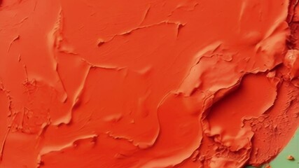 Fototapete - Colorful clay strokes in orange and light green create a textured abstract background with emphasis on volume and movement