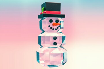 Aufkleber - A crystal snowman with a black top hat and a carrot nose