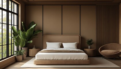 Poster - Contemporary Bedroom with Elegant Design and Cozy Natural Lighting : Generative AI