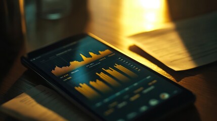 Poster - Smartphone with Stock Market Chart