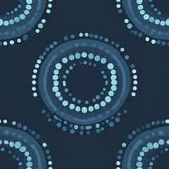 Leinwandbilder - An intricate pattern of abstract digital circles and dots designed in soothing blue shades against a dark background