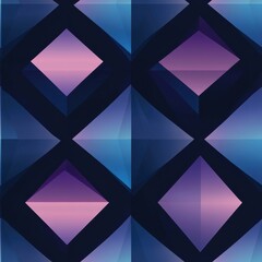 Poster - Geometric pattern featuring bold diamond shapes in vibrant blue and purple hues arranged in a repeating design