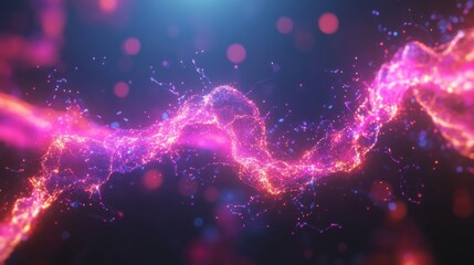 Leinwandbilder - A vibrant artistic depiction of electrons flowing dynamically through a colorful landscape of energy and light