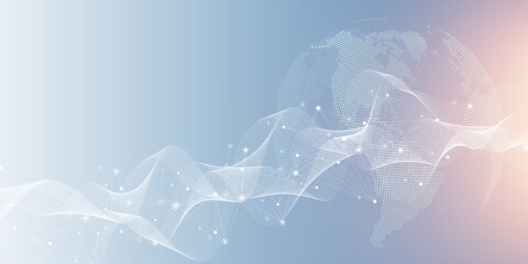 Poster - Global network connection banner design template. Header social network communication in the global business concept. Big data visualization. Internet technology