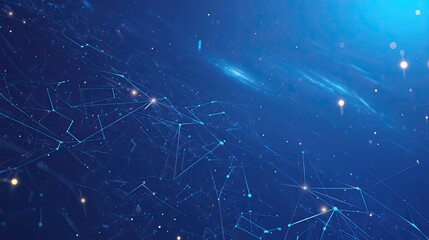 Poster - Abstract Blue Background with Interconnected Lines and Glowing Points