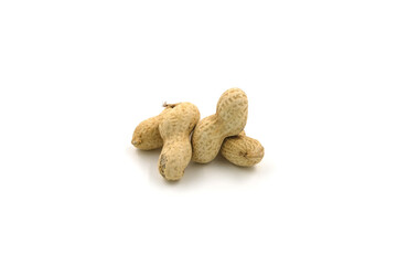 Wall Mural - Peanuts on white background. High protein food. Contains many minerals.