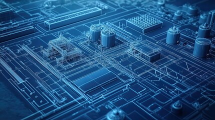 Poster - Abstract 3D Wireframe Rendering of a Cityscape