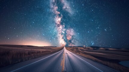 Milky Way Over a Winding Road