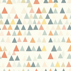 Poster - A minimalist pattern featuring evenly spaced colorful triangles on a soft light background in a contemporary design