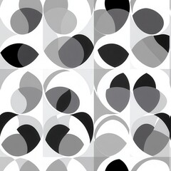 Poster - Geometric pattern featuring perfectly aligned circular shapes in shades of gray and black on a minimalist white background