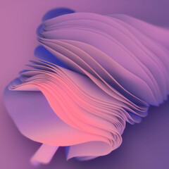 Leinwandbilder - Digital illustration with stack of wavy colored fabric. 3d rendering