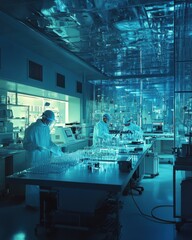 Fototapete - High-tech laboratory inside a nuclear power facility showcasing advanced research and technology during a daytime operation