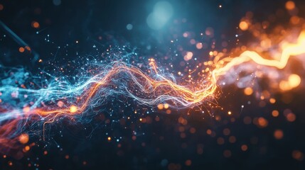 Leinwandbilder - A vibrant artistic representation of dynamic electrons swirling through a cosmic space at the peak of artistic creativity