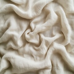 Poster - Close-up view of soft, wrinkled fabric showcasing intricate textures and natural color variations in gentle lighting