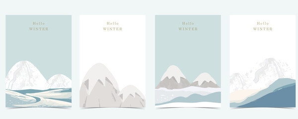 Wall Mural - winter landscape background with mountain,tree for a4 vertical design