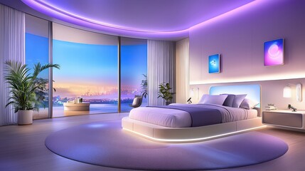 Poster - High-tech studio with automated smart lighting, featuring pre-set lighting modes for different photography styles.