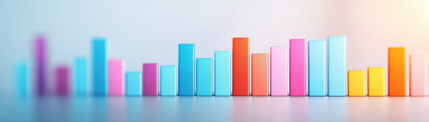 Colorful bars representing data growth and statistics on a blurred background, suitable for business and technology themes.