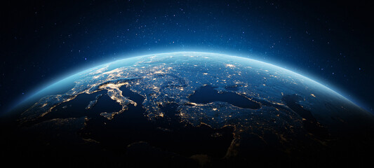 Wall Mural - europe, turkey and ukraine city lights