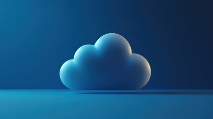 Poster - Soft Blue Cloud Against a Gradient Background in a Minimalist Style, Perfect for Use in Technology or Weather Related Media Representations