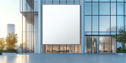 Aufkleber - Blank billboard mockup on a glass building.
