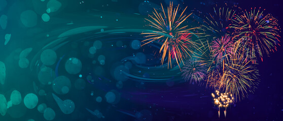 Wall Mural - fireworks with abstract bokeh background