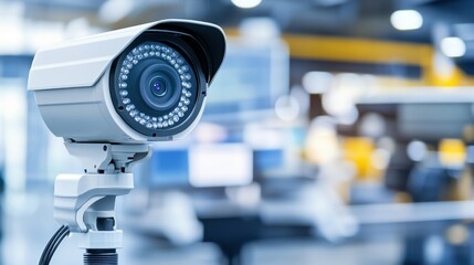 Poster - High-Resolution Security Camera Monitoring Indoor Environment with Blurred Background for Surveillance and Safety Technology Concepts