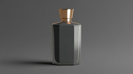Poster - elegant and modern glass bottle with gold cap displayed on a dark background, ideal for product phot