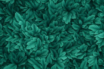 Wall Mural - A burst of leafy textures in emerald green with soft blurred transitions, Ai Generated
