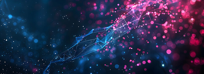 Poster - Abstract background with dark blue and pink glowing connections