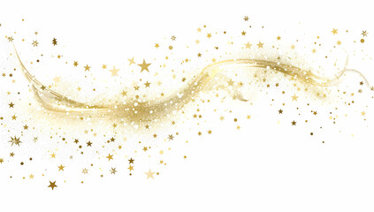 Poster - A simple white background with golden glitter stars and sparkles