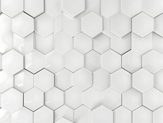 Poster - 3D render, abstract white background with a hexagonal pattern for a technology