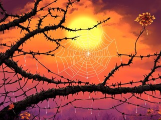 silhouette of a tree in the sunset