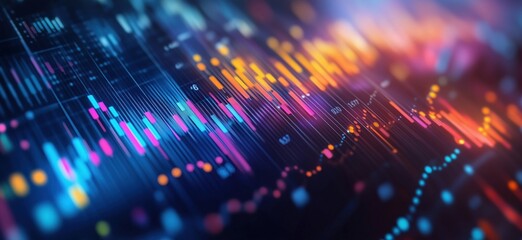 Poster - Data visualization, colorful graphs, financial analysis, digital technology