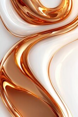 Poster - An elegant abstract design featuring smooth curves and glossy surfaces in warm gold and white tones, perfect for modern decor or branding.