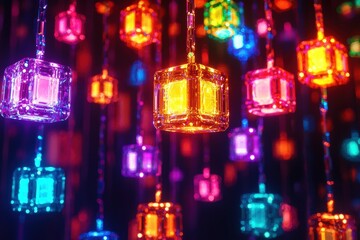 Poster - colorful hanging lanterns create a vibrant atmosphere, illuminating the space with a magical glow, p