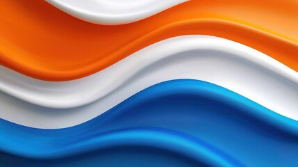 Poster - abstract wave pattern featuring vibrant orange, white, and blue colors, creating a dynamic and moder