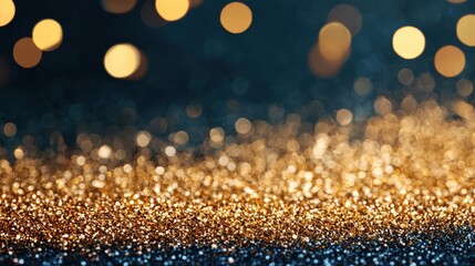 Poster - a mesmerizing close-up of sparkling golden and black glitter, ideal for celebrations, parties, or ar