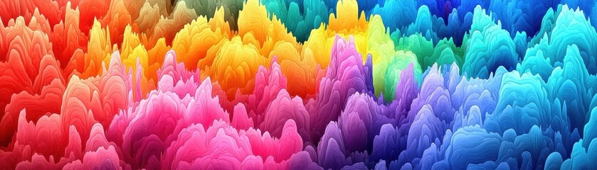 Poster - A vibrant abstract landscape showcasing colorful, swirling patterns reminiscent of a dreamlike world. Ideal for creative and artistic projects.