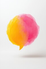 Poster - A vibrant watercolor speech bubble illustration in pink and yellow hues, perfect for communication, dialogue, and expression themes.