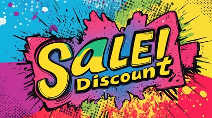 Poster - Bright colors and bold text highlight an exciting promotional sale with eye-catching bursts of energy aimed at shoppers. Generative AI