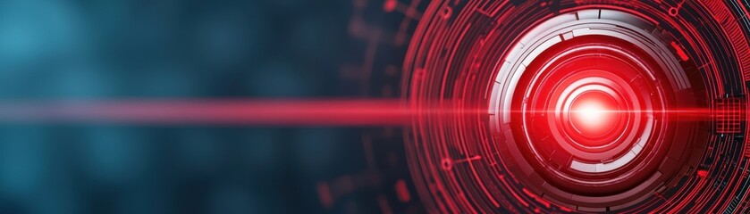Poster - Futuristic circular interface with a glowing red laser beam, perfect for technology, sci-fi, or digital innovation themes.