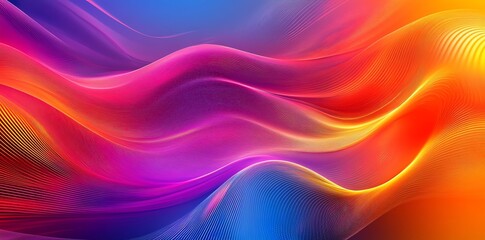 Poster - Abstract colorful waves with vibrant hues of red, pink, blue, and yellow.
