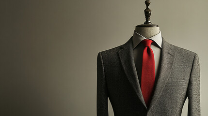 Minimalist red tie in a fashion-focused display