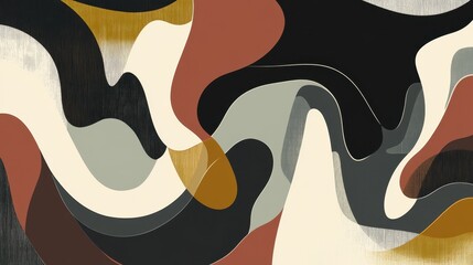 Poster - Abstract Fluid Patterns in Earthy Tones with Organic Shapes and Textures for Modern Art and Design Applications