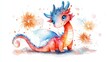 © ธิดาพร สูญราช - A colorful, whimsical illustration of a playful dragon character in a magical setting.