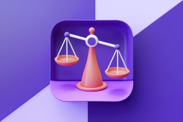 Poster - 3D illustration of a scale on a purple background.